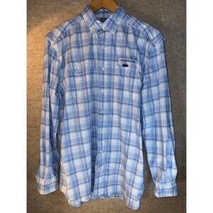 Vineyard Vines Harbor Shirt Mens Large Blue Plaid Fishing Vented Mesh Lining
